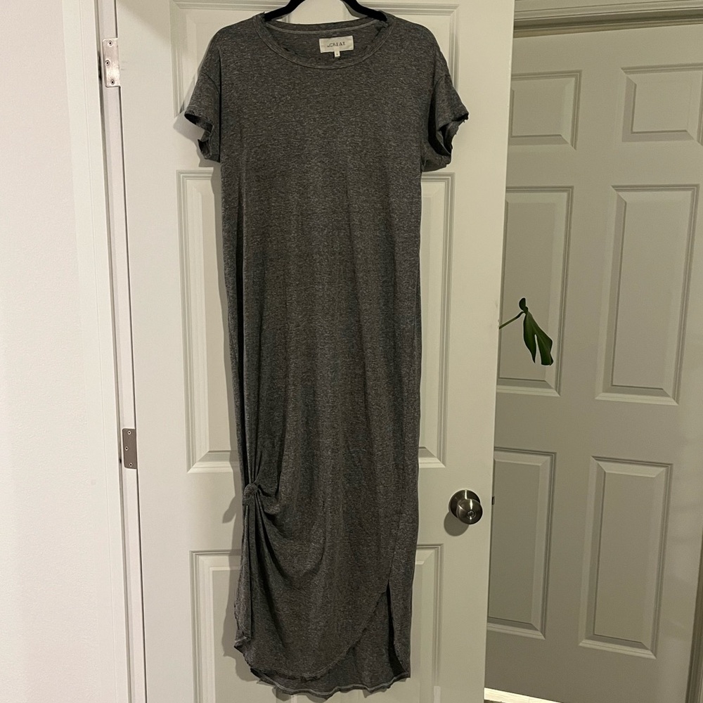 The Great. Gray Distressed Dress w/ slit knee